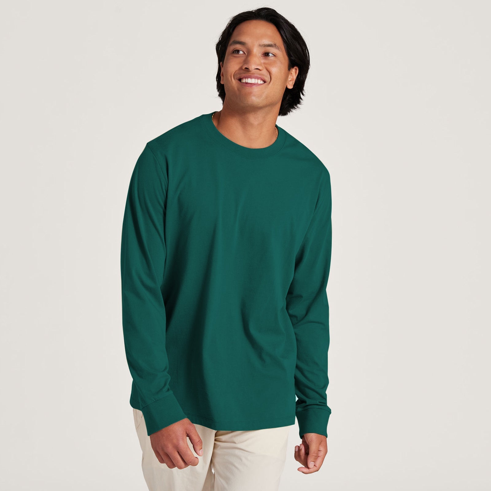 Men's Allgood Cotton Long Sleeve Tee - Deep Emerald